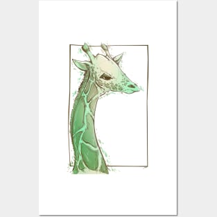 Teal Giraffe Posters and Art